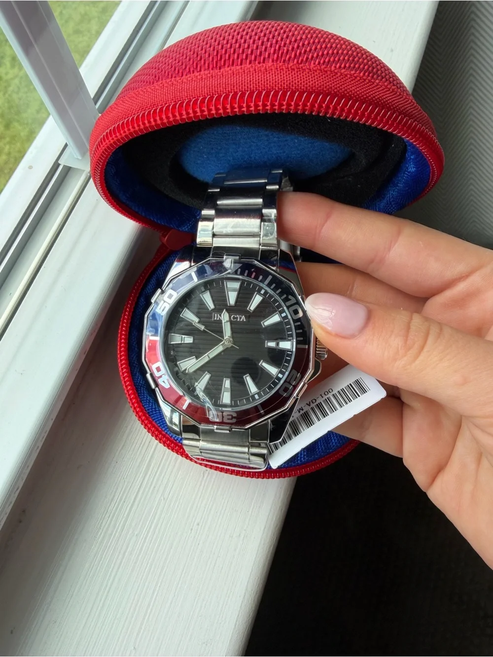 Invicta Men’s Red and Blue watch with Travel Toiletry / Accessory Case